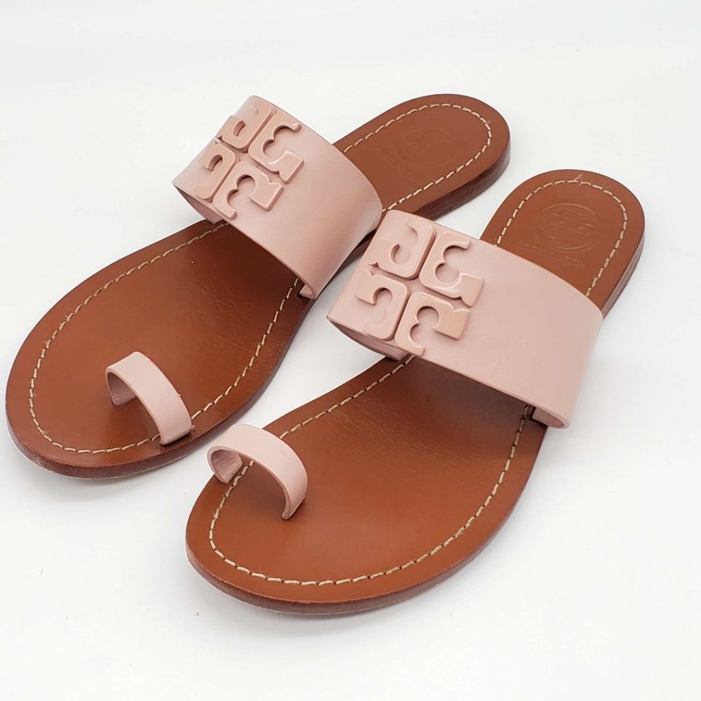 100% Authentic Tory Burch Leather Pink Sandal - Picture 1 of 8